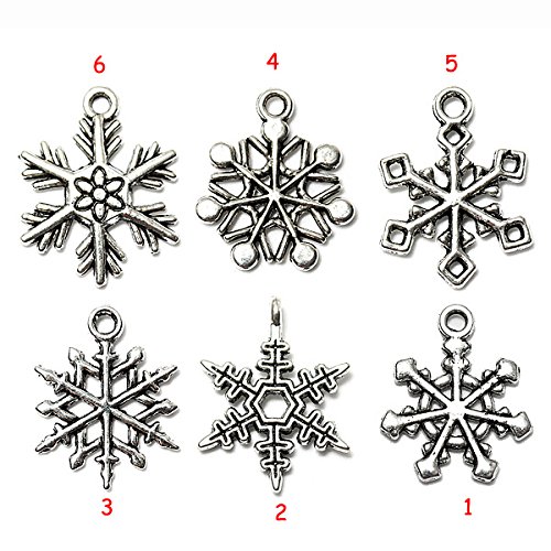 Lucksender 3pcs Mixed Christmas Charms Snowflake Pendant Tibetan Silver Home Decor