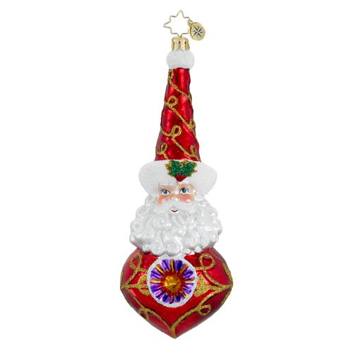 Christopher Radko Merry and Bright Glass Santa Christmas Ornament – 6.5″h – Individually Gift Boxed