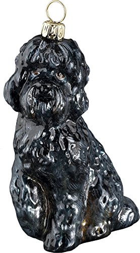 The Pet Set Blown European Glass Dog Ornament by Joy To The World Collectibles – Black Labradoodle