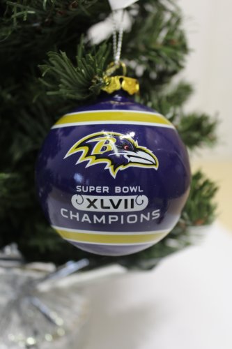 Baltimore Ravens Official NFL 3″ Super Bowl Champs Glass Ball Christmas Ornament by Forever Collectibles