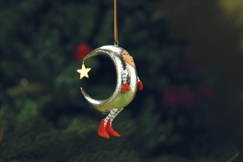 Patience Brewster Mini Silver Moon Ornament 2013 Holiday Christmas Decoration