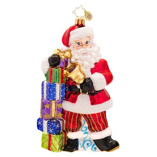 Christopher Radko Ring a Ding, Ding Santa Glass Christmas Ornament 2014