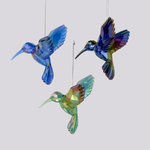 Shiny Acrylic Hummingbird Ornaments (set Of 3 Assorted)