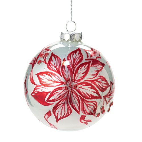 Department 56 Peppermint Forest Painted Poinsettia Ornament, 4.5-Inch