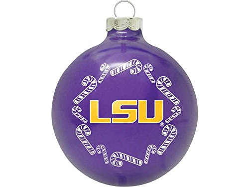 LSU Tigers NCAA 2 5/8” Painted Round Candy Cane Christmas Tree Ornament