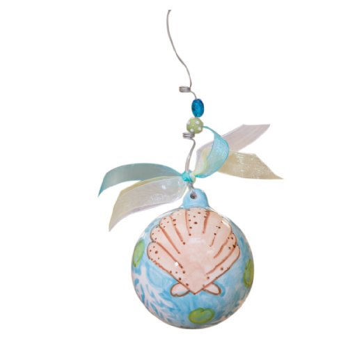 Glory Haus Beach Shell Ball Ornament, 4 by 4-Inch Glory Haus Beach Shell Ball Ornament, 4 by 4-Inch