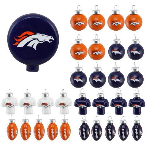 DENVER BRONCOS OFFICIAL LOGO BLOWN GLASS CHRISTMAS ORNAMENT 31-PACK DENVER BRONCOS OFFICIAL LOGO BLOWN GLASS CHRISTMAS ORNAMENT 31-PACK