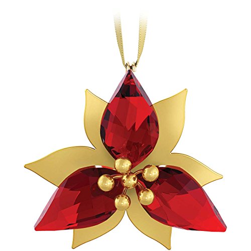 Swarovski Poinsettia Gold Tone Christmas Ornament