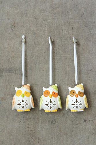 Creative Co-Op Painted Ceramic Owl Ornament – Single from Assortment