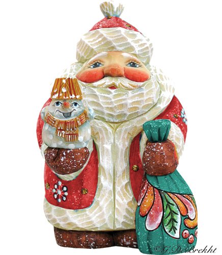 G. Debrekht Santa with Snowman Figurine, 4-Inch