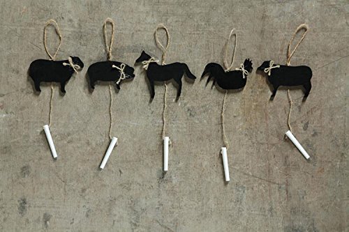 3″ Chalkboard Barn Animal Ornaments with Chalk – Set of 5