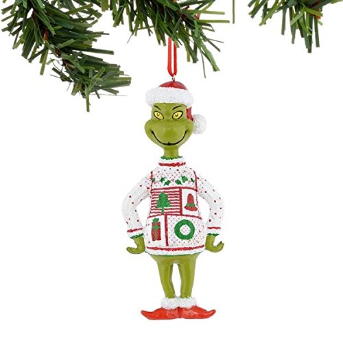 Department 56 Grinch White Red Sweater Ornament, 4-Inch