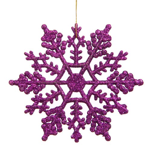 Vickerman Purple Glitter Snowflake with 24 Per PVC Box, 4-Inch