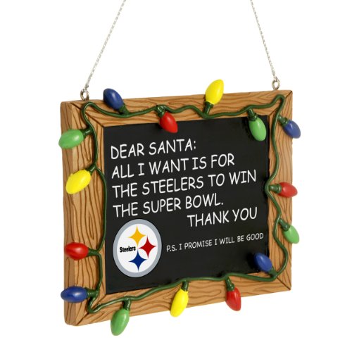 Pittsburgh Steelers Official NFL 3 inch x 4 inch Chalkboard Sign Christmas Ornament