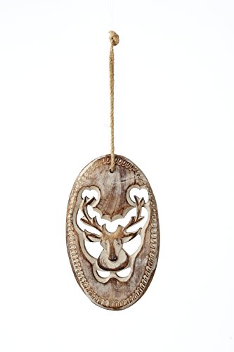 Sage & Co. XAO16566WH 7.5″ Carved Wood Buck Ornament