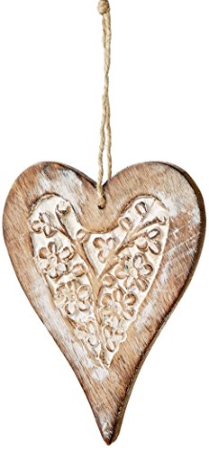 Sage & Co. EAO15327 4″ Carved Wood Heart Ornament