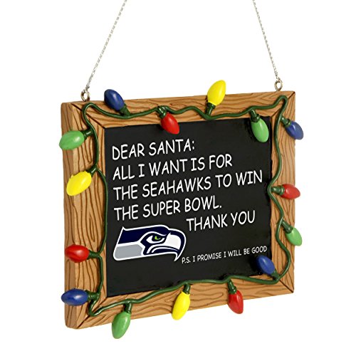 Seattle Seahawks Official NFL 3 inch x 4 inch Chalkboard Sign Christmas Ornament