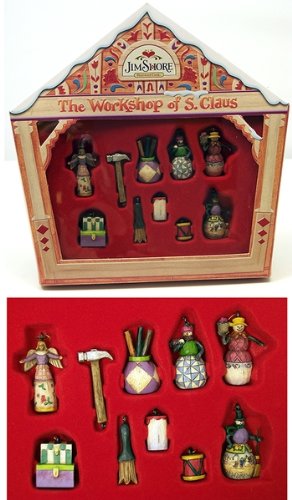 Jim Shore – Heartwood Creek – Workshop Ornaments – Set of 10 by Enesco – 4008236