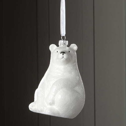 Sage & Co. XAO10469WH Glass Sitting Polar Bear Ornament