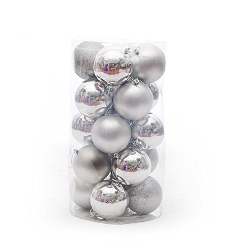 ANDI ROSE 24 x 5CM Round Christmas Balls Baubles XMAS Tree Ornament Christmas Decor (Silver) ANDI ROSE 24 x 5CM Round Christmas Balls Baubles XMAS Tree Ornament Christmas Decor (Silver)