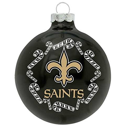 New Orleans Saints 2 5/8” Painted Round Candy Cane Christmas Tree Ornament