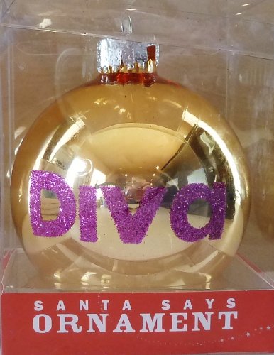 Macy’s Holiday Lane “Diva” Gold Ball Christmas Ornament with Magenta Glitter