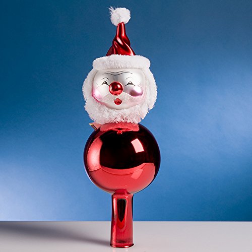 De Carlini Santa Tree Top Italian Mouthblown Christmas Ornament