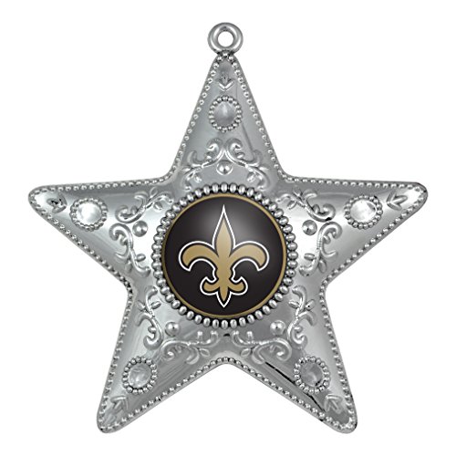 NFL New Orleans Saints Silver Star Ornament – 4.5″