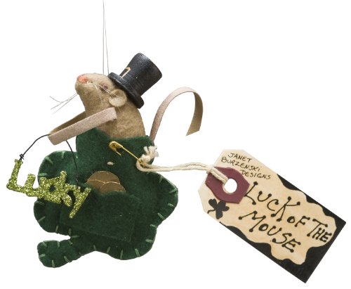 Primitives By Kathy Felt Mouse Ornament – St. Patty Luck of Irish Mouse 20570