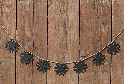 Metal & Jute Chalkboard Snowflakes Garland Country Christmas Holiday Home Décor