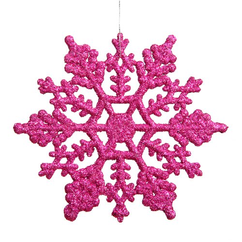 Vickerman Snowflake Ornament, 4-Inch, Magenta