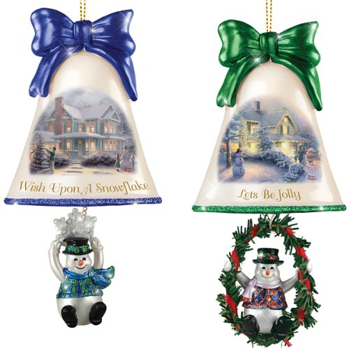 Christmas Ornaments: Thomas Kinkade Ringing In The Holidays Ornament Set: Set 4 by The Bradford Exchange