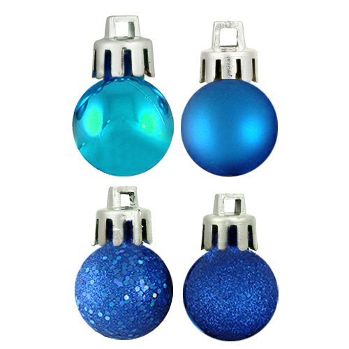 Vickerman 4-Finish Ornament Set, Includes 18 Per Box, 1-Inch, Blue