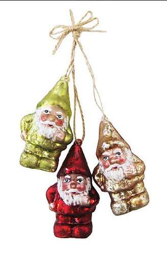 5″ Red, Green and Gold Santa Claus Gnome Glass Christmas Ornament Cluster
