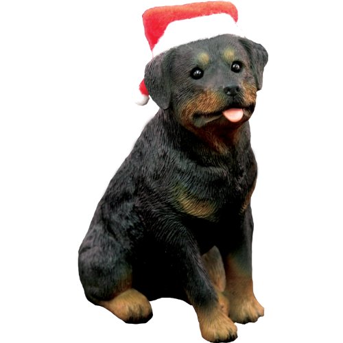 Sandicast Rottweiler with Santa Hat Christmas Ornament