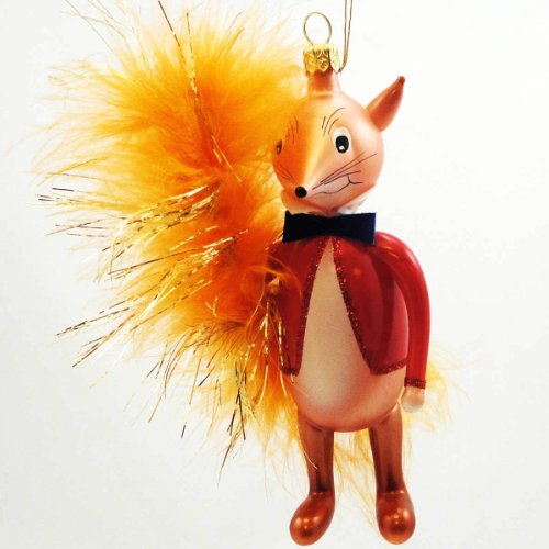 De Carlini Fox With Lurex Tail Ornament – Blown Glass 5.50 IN