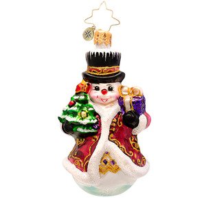Christopher Radko Glass Fancy Frost Snowman Gem Christmas Ornament #1017202