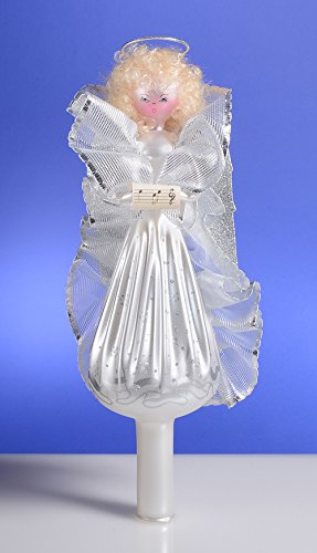 De Carlini Silver Angel Tree Top Italian Mouthblown Glass Christmas Ornament