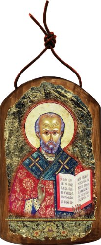 Saint Nicholas 4.75″h Icon Ornament Handcrafted in Wood, Religious Gift