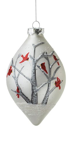 Cardinals in Snowy Winter Forest Christmas Tree Bulb Ornament