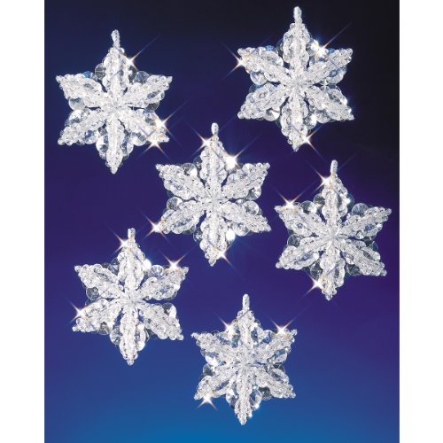 Beadery Holiday Beaded Ornament Kit, Snow Crystals, 3.5-Inch, Makes 6
