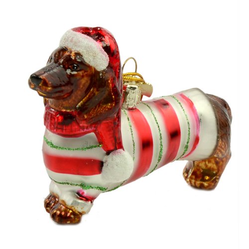 Kurt Adler 3-1/2-Inch Noble Gems Glass Daschund Ornament