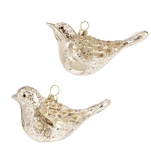 RAZ Imports – 3″ Antiqued Bird Ornaments – Set of 2