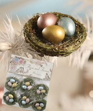 Bethany Lowe Mini Bird Nest Clip Ornament Set