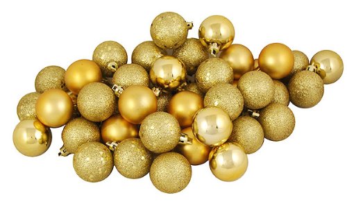 96ct Shatterproof Vegas Gold 4-Finish Christmas Ball Ornaments 1.5″ (40mm)