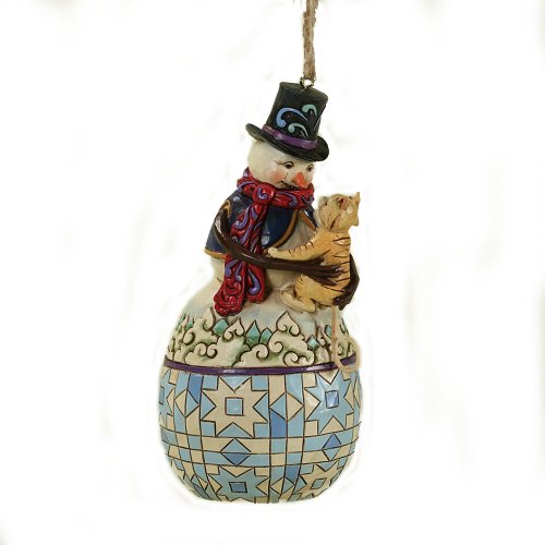 Enesco Jim Shore Heartwood Creek Snowman with Cat Ornament, 4-1/2-Inch