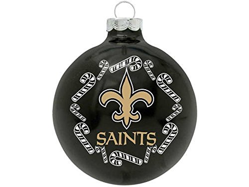 New Orleans Saints NFL 2 5/8” Painted Round Candy Cane Christmas Tree Ornament