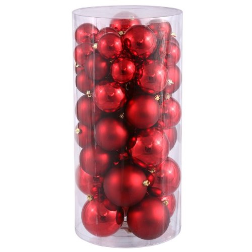 Vickerman Shiny/Matte Balls, Includes 50 Per Box, 1.5 by 2-Inch, Red