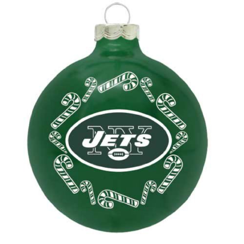 classic brands topperscot officially licensed New York Jets Traditional glass Ornament Candy Cane