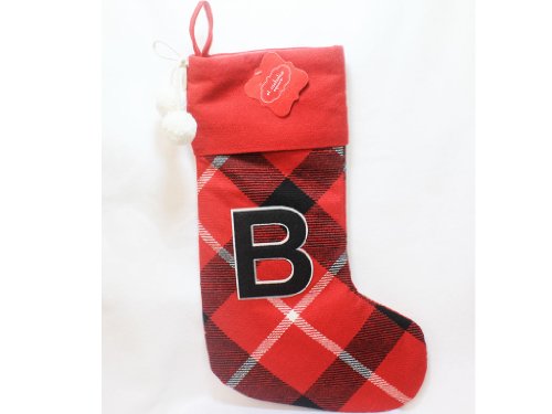 St Nicholas Square Monogram Plaid Christmas Stocking Letter B